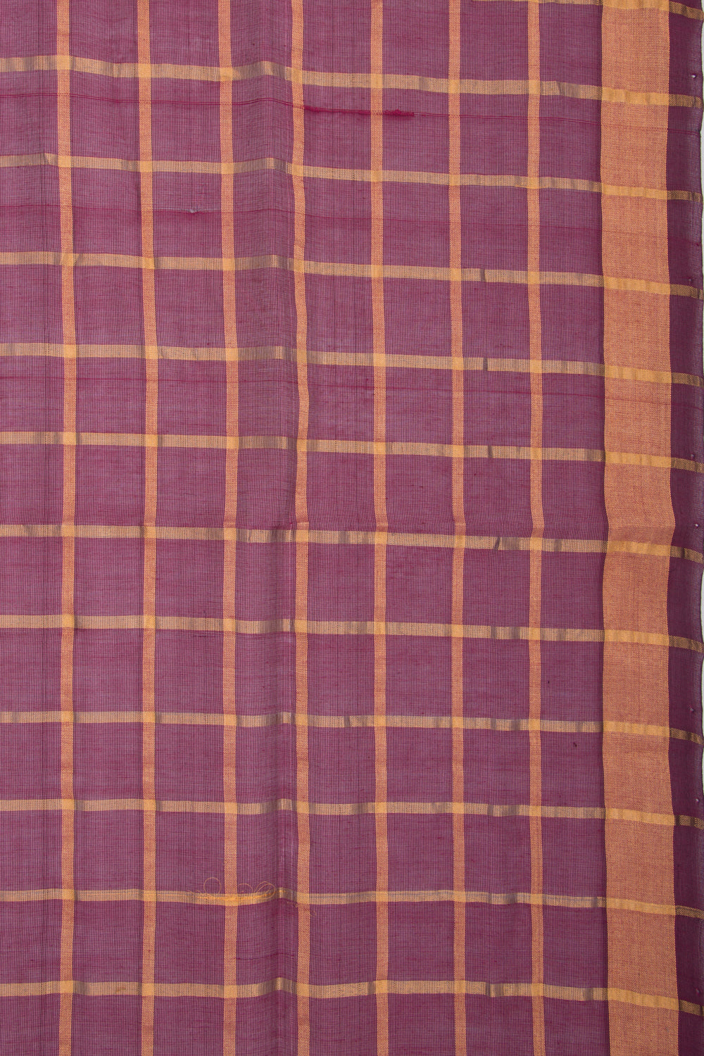 Ponduru Handspun Cotton Checks Burgundy Saree