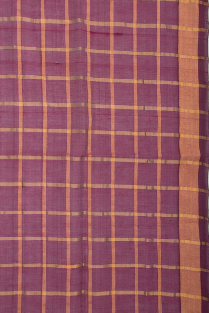 Ponduru Handspun Cotton Checks Burgundy Saree
