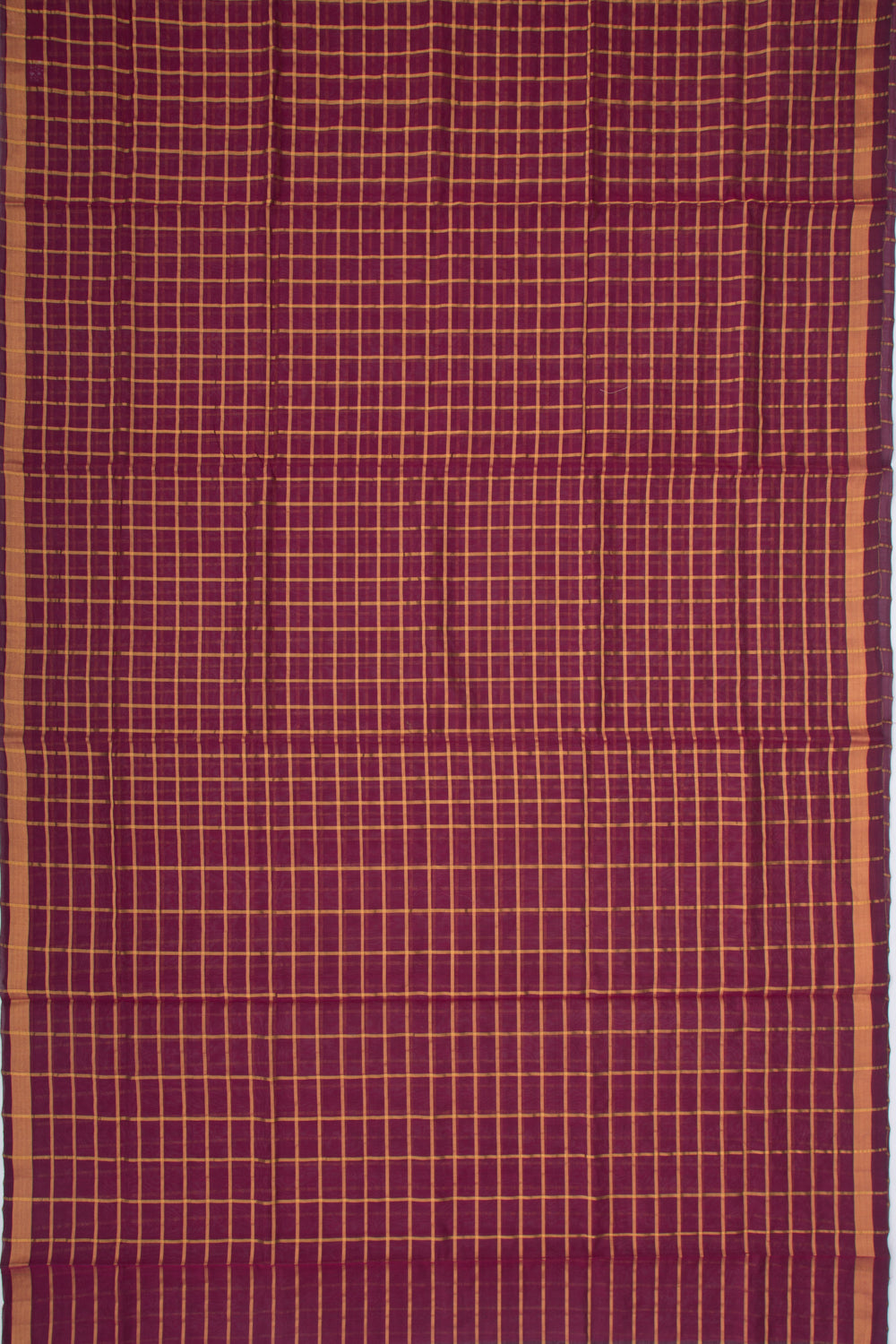 Ponduru Handspun Cotton Checks Burgundy Saree