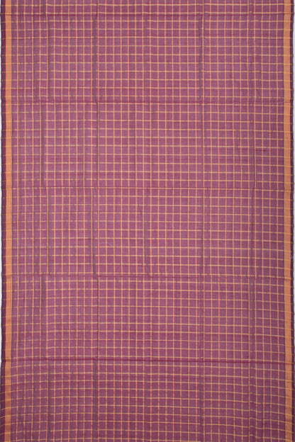 Ponduru Handspun Cotton Checks Burgundy Saree