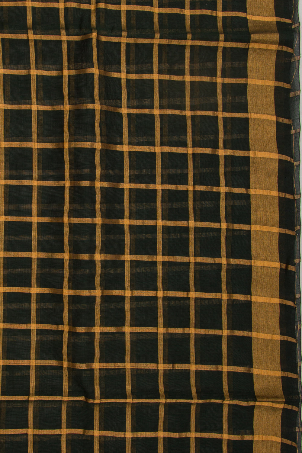 Ponduru Handspun Cotton Checks Green Saree