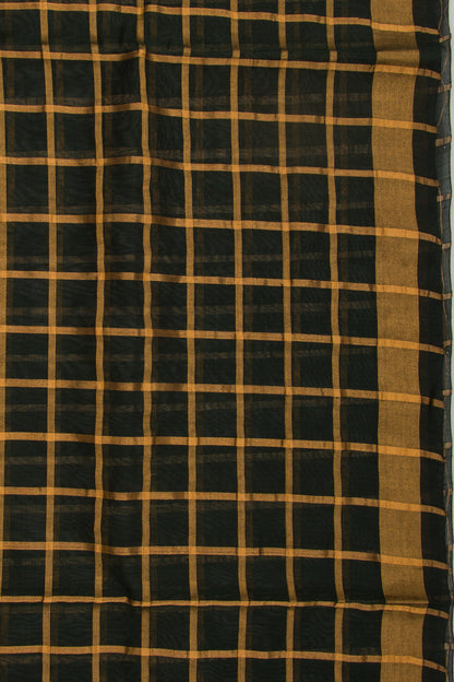 Ponduru Handspun Cotton Checks Green Saree