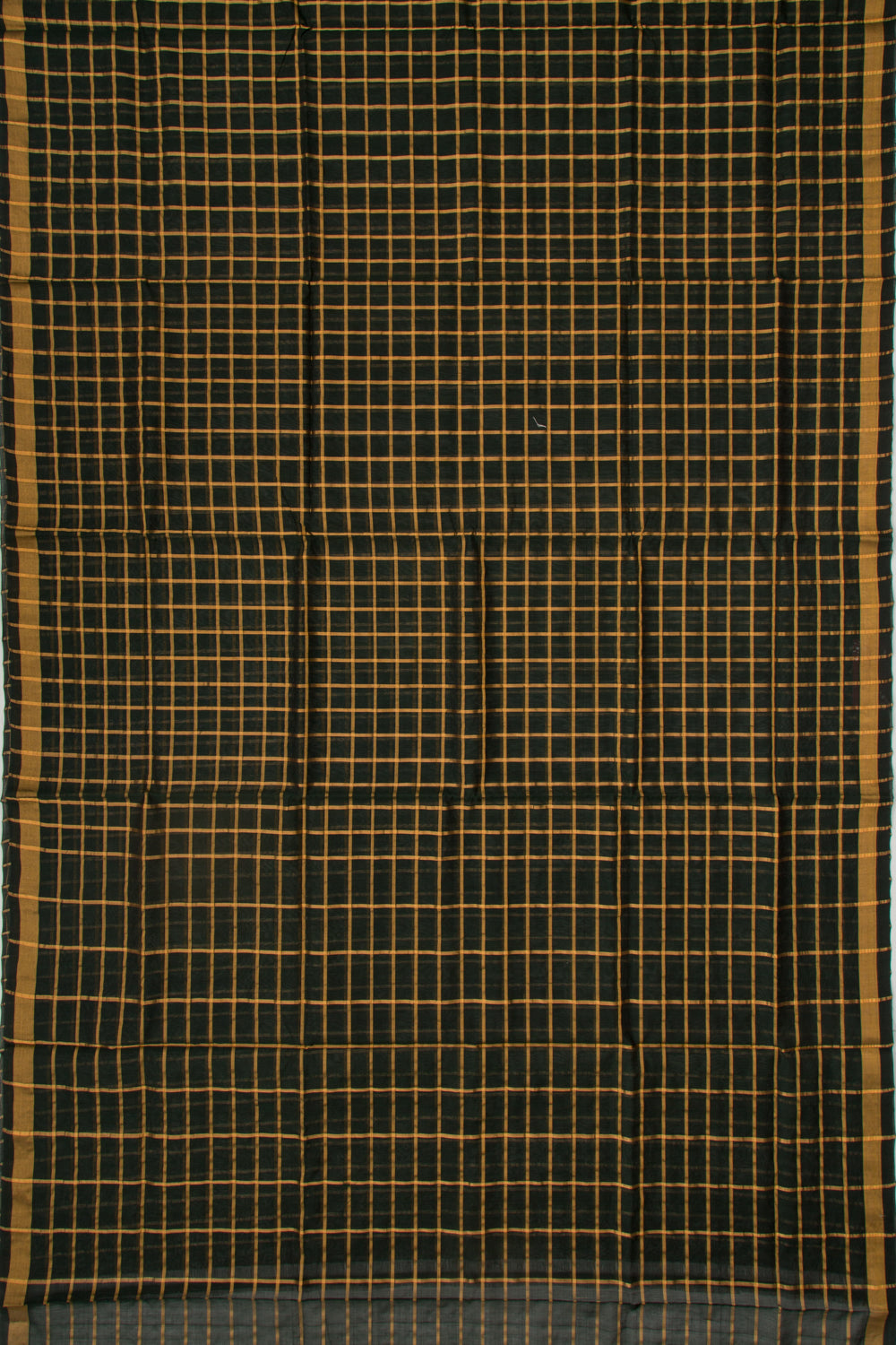Ponduru Handspun Cotton Checks Green Saree