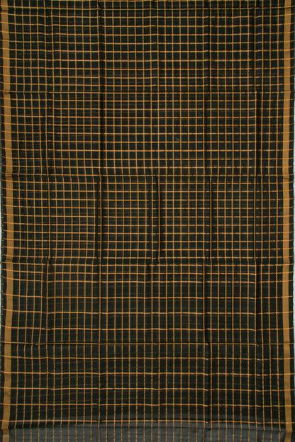 Ponduru Handspun Cotton Checks Green Saree