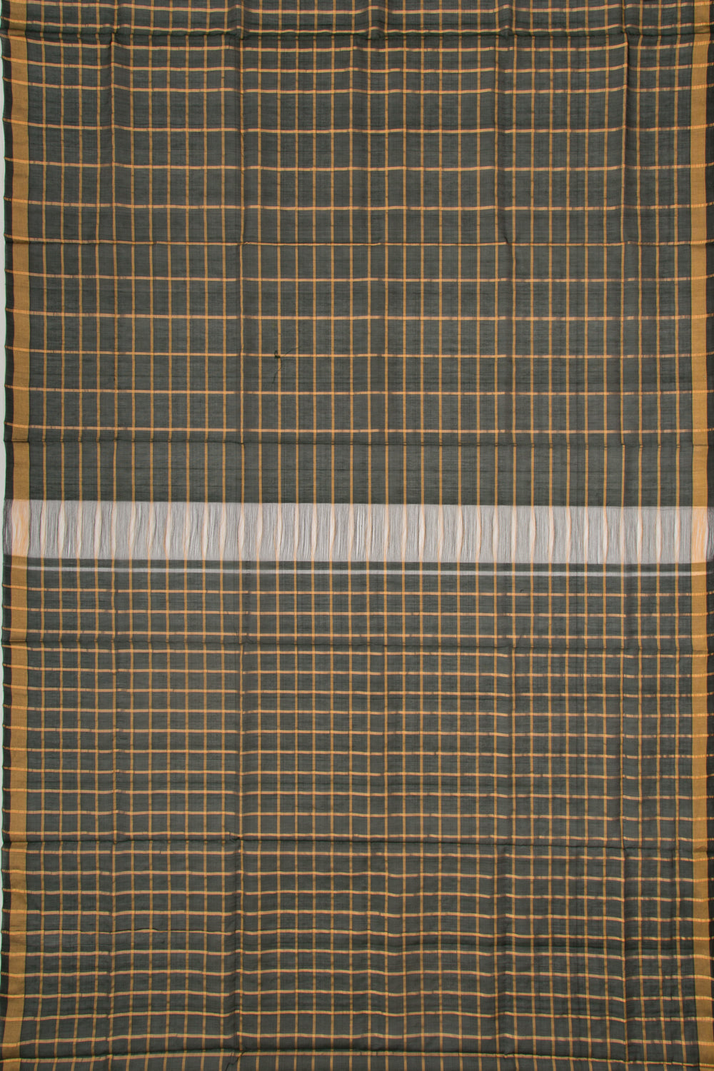 Ponduru Handspun Cotton Checks Green Saree