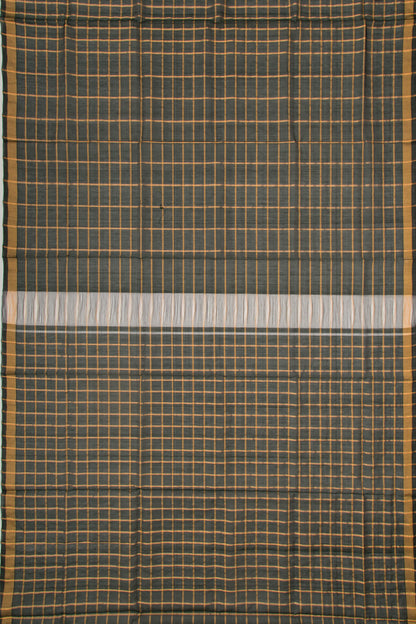 Ponduru Handspun Cotton Checks Green Saree