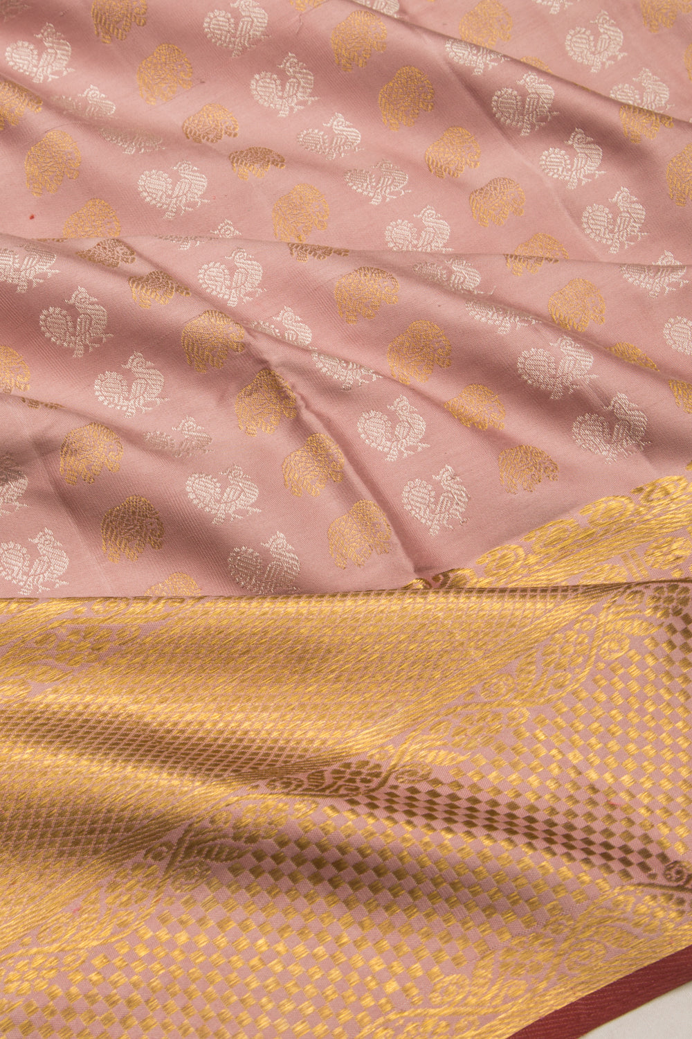 Kanchipuram Silk Butta Baby Pink Saree-Not Allowed Online