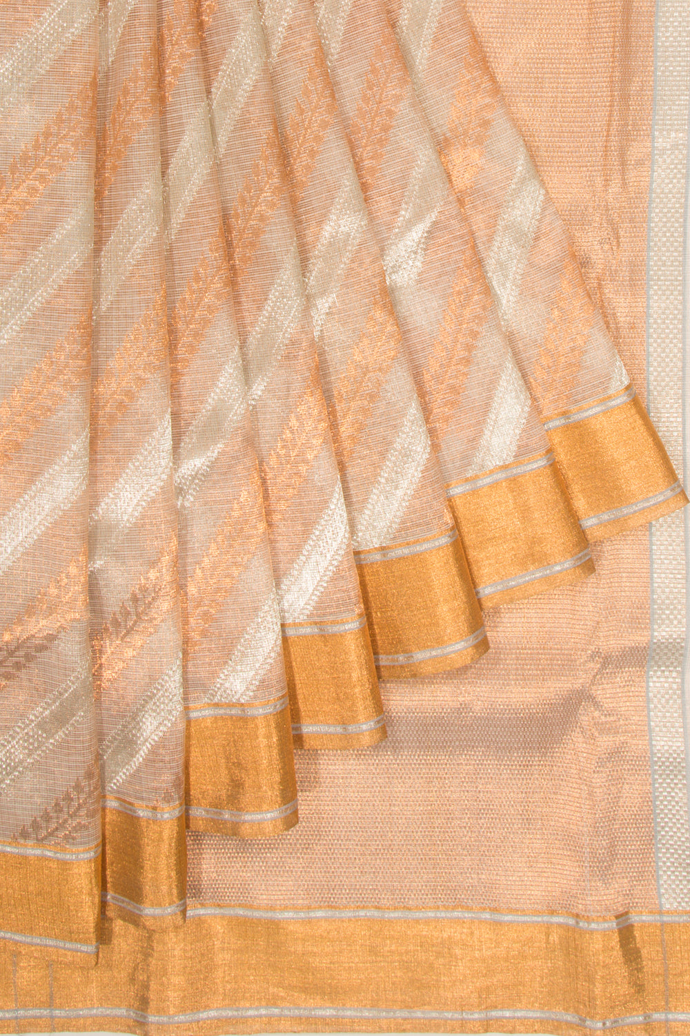 Kota Silk Tissue Brocade Cream Saree