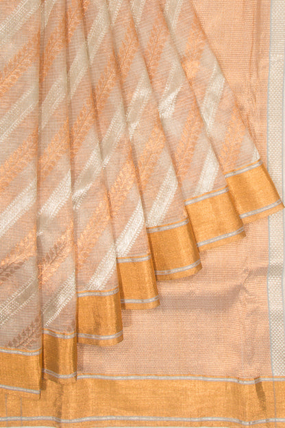 Kota Silk Tissue Brocade Cream Saree