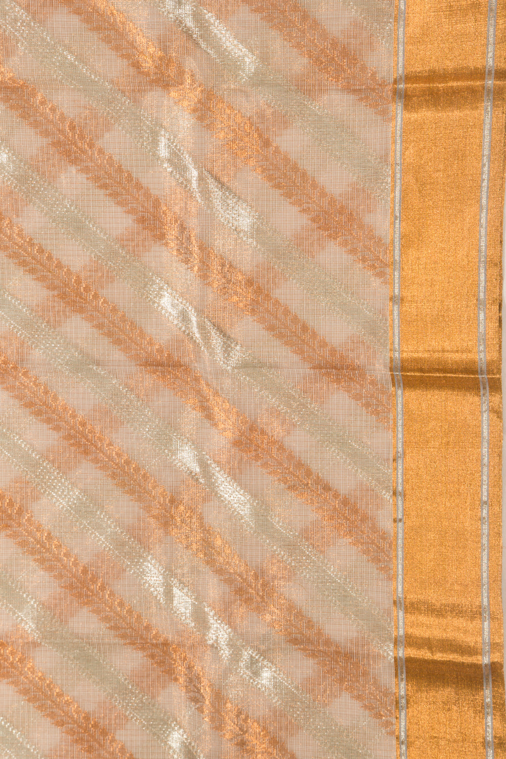 Kota Silk Tissue Brocade Cream Saree
