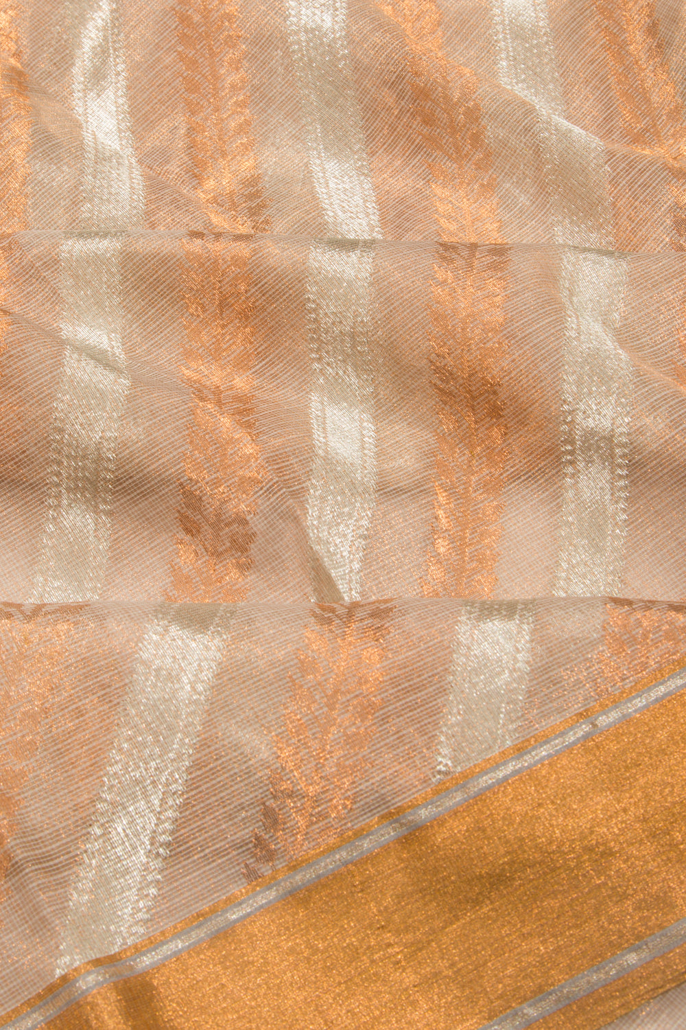 Kota Silk Tissue Brocade Cream Saree