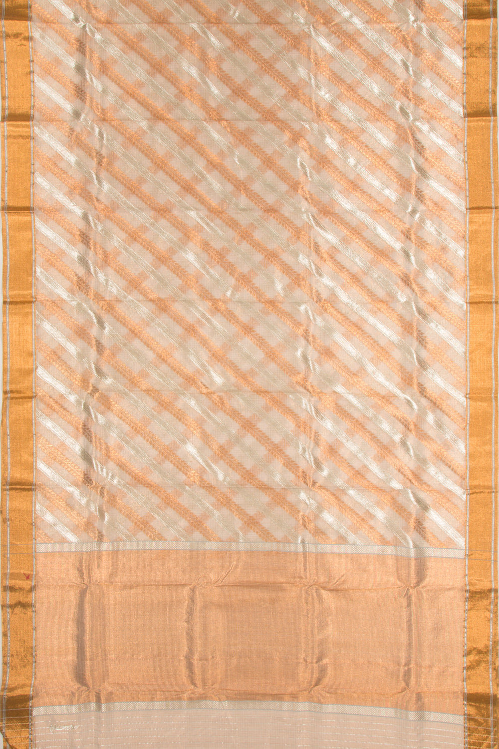 Kota Silk Tissue Brocade Cream Saree