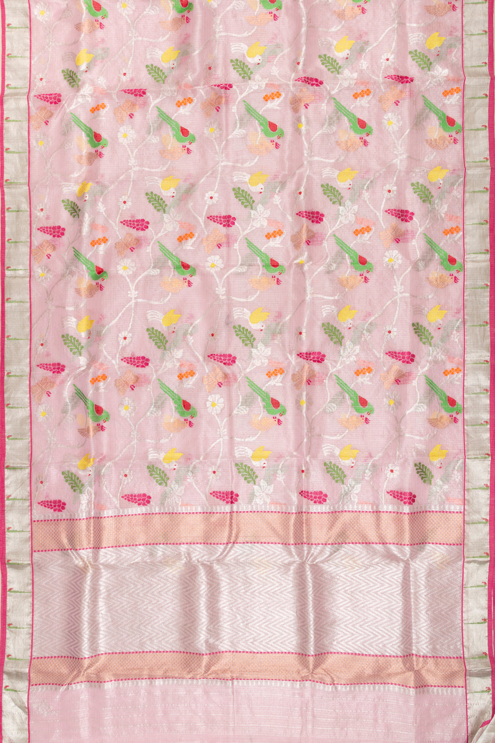 Kota Silk Tissue Jaal Pink Saree