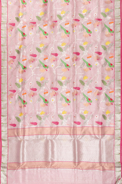 Kota Silk Tissue Jaal Pink Saree