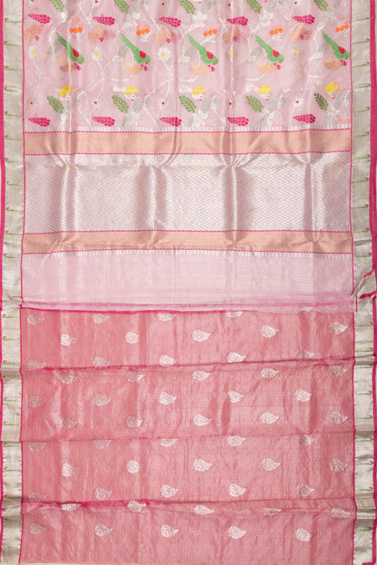 Kota Silk Tissue Jaal Pink Saree