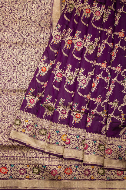 Banarasi Silk Jaal Purple Saree
