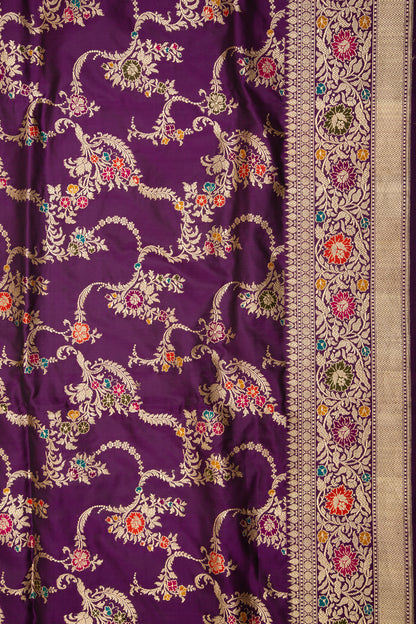 Banarasi Silk Jaal Purple Saree