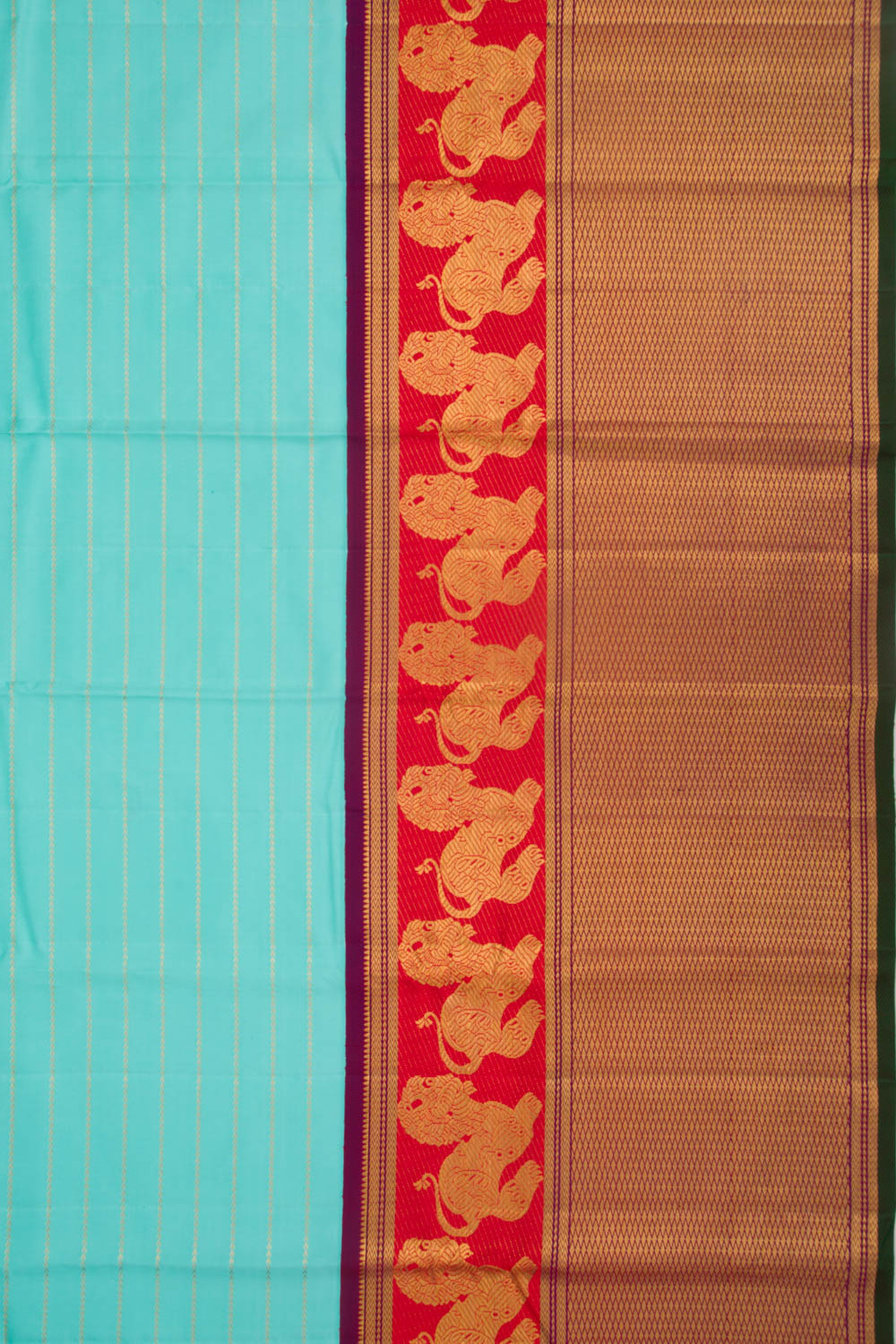 Kanchipuram Silk Horizontal Lines Sky Blue Saree
