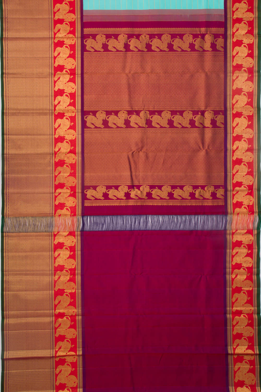 Kanchipuram Silk Horizontal Lines Sky Blue Saree