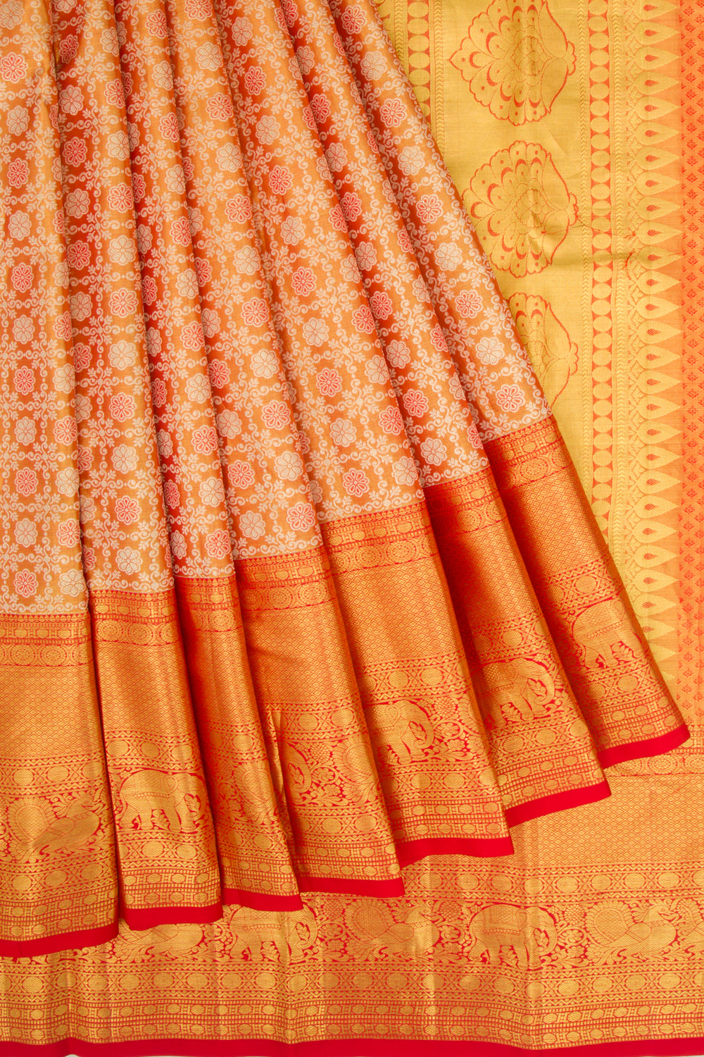 Taranga Kanchi Silk Tissue Brocade Orange Saree