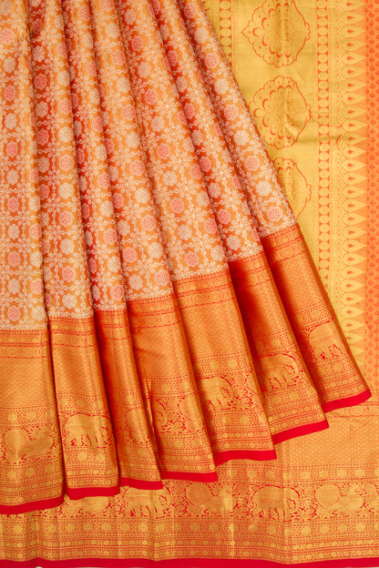 Taranga Kanchi Silk Tissue Brocade Orange Saree