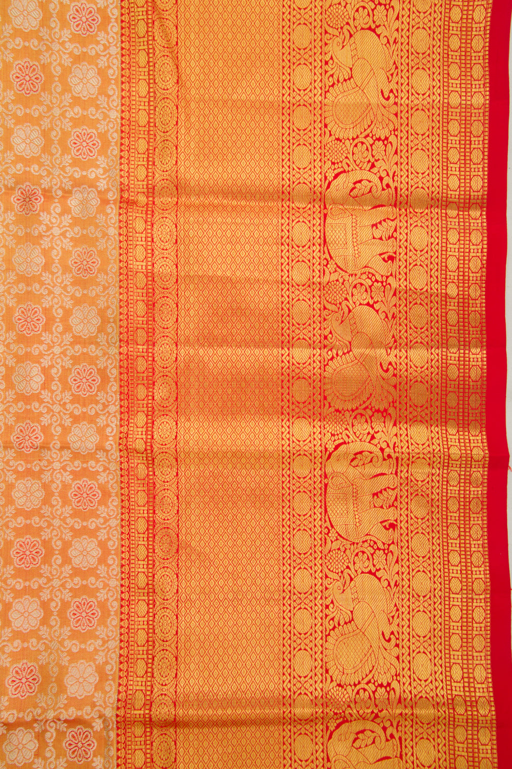 Taranga Kanchi Silk Tissue Brocade Orange Saree