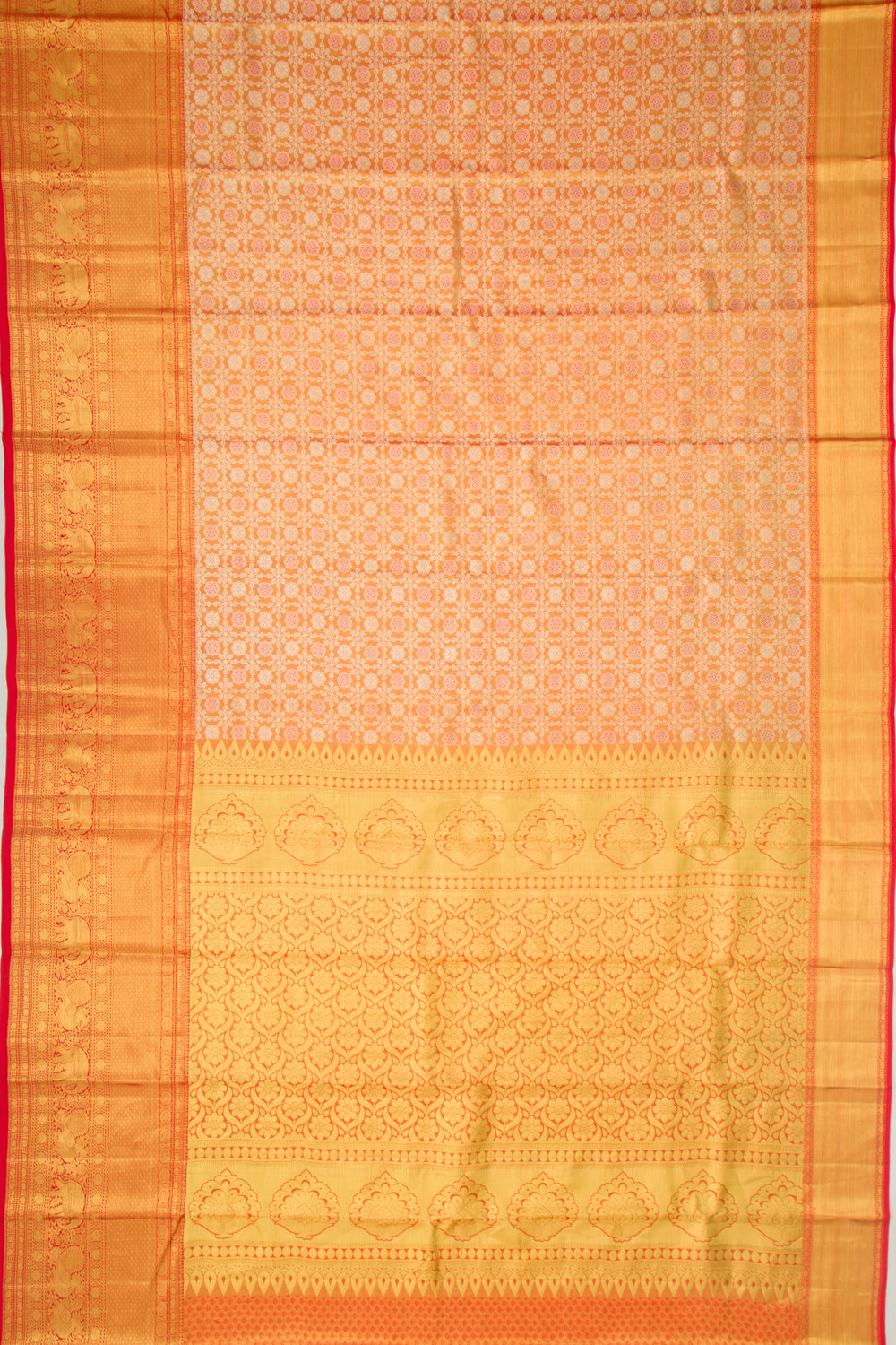 Taranga Kanchi Silk Tissue Brocade Orange Saree