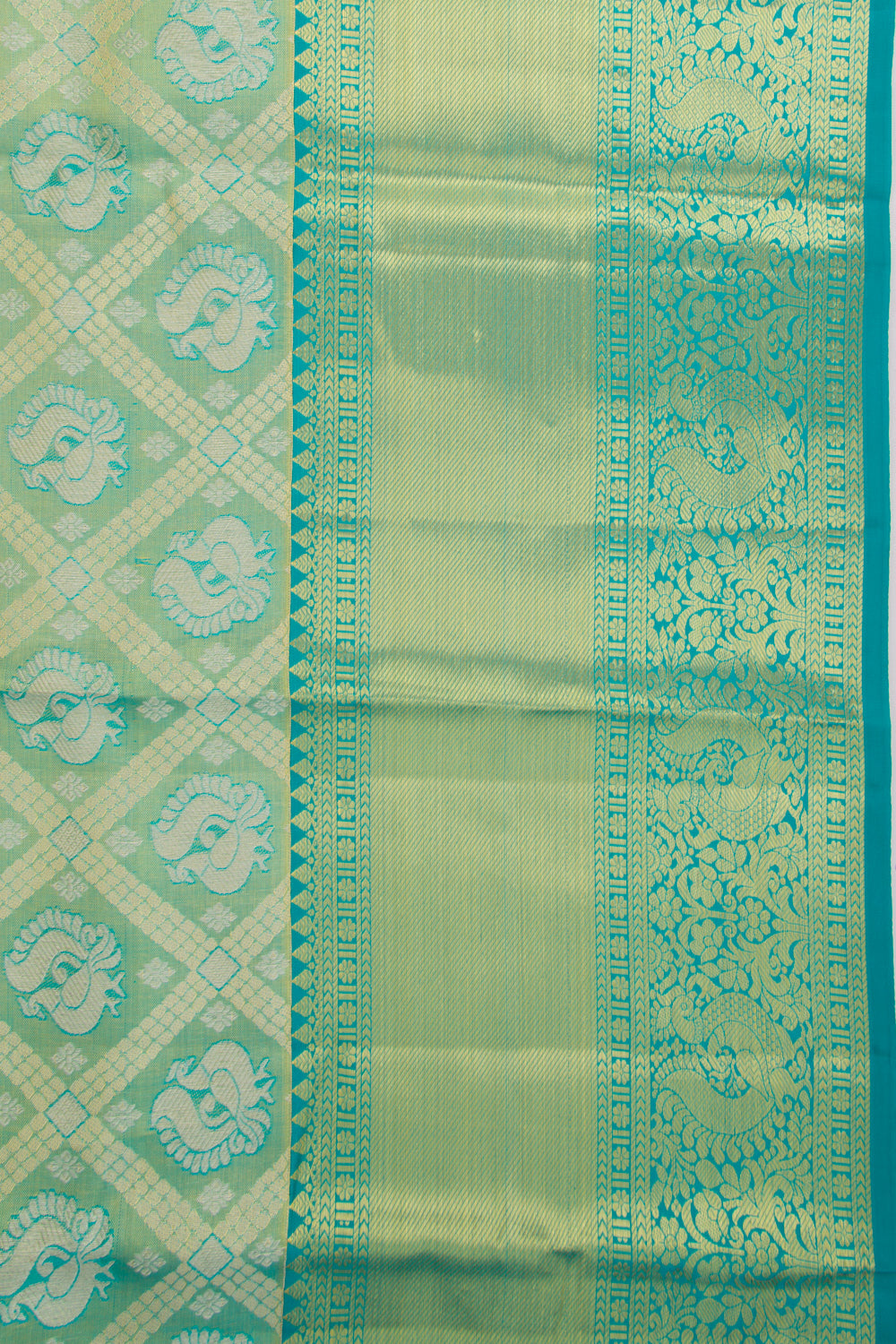Taranga Kanchi Silk Tissue Brocade Sea Green Saree