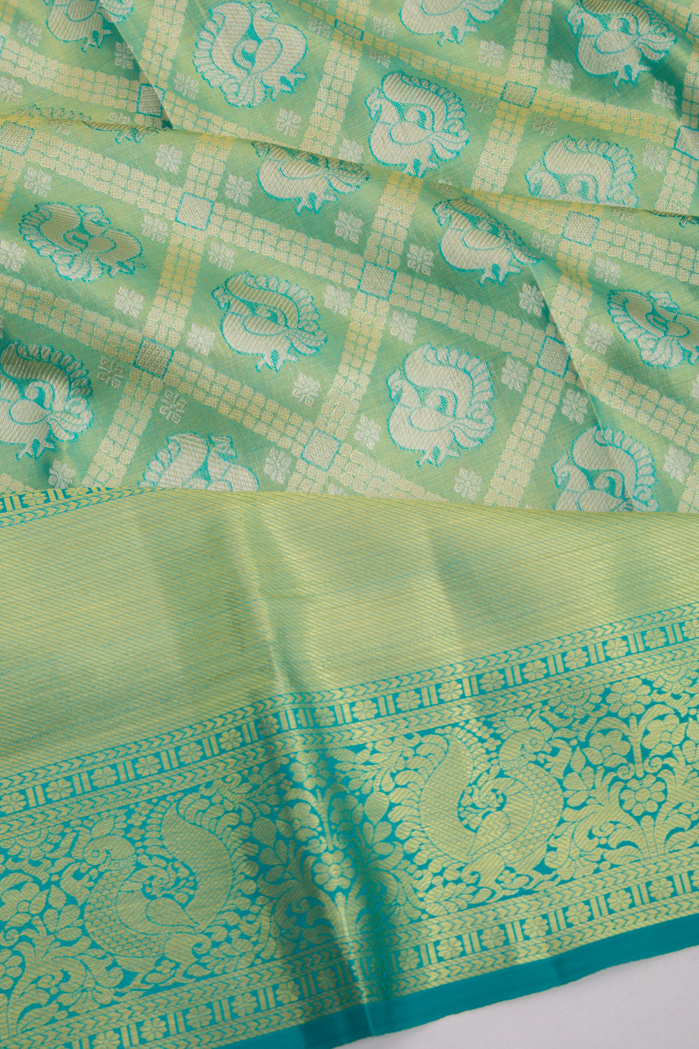 Taranga Kanchi Silk Tissue Brocade Sea Green Saree