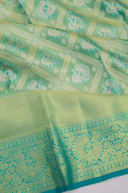 Taranga Kanchi Silk Tissue Brocade Sea Green Saree