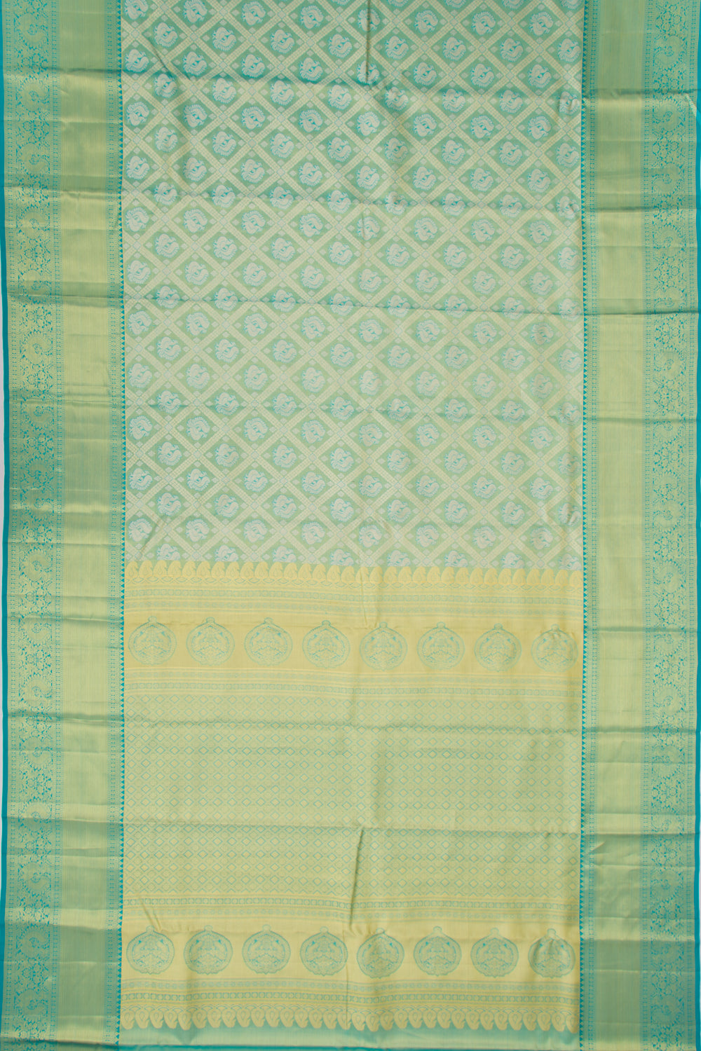 Taranga Kanchi Silk Tissue Brocade Sea Green Saree