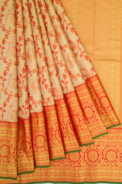 Taranga Kanchi Silk Tissue Jaal Gold Saree