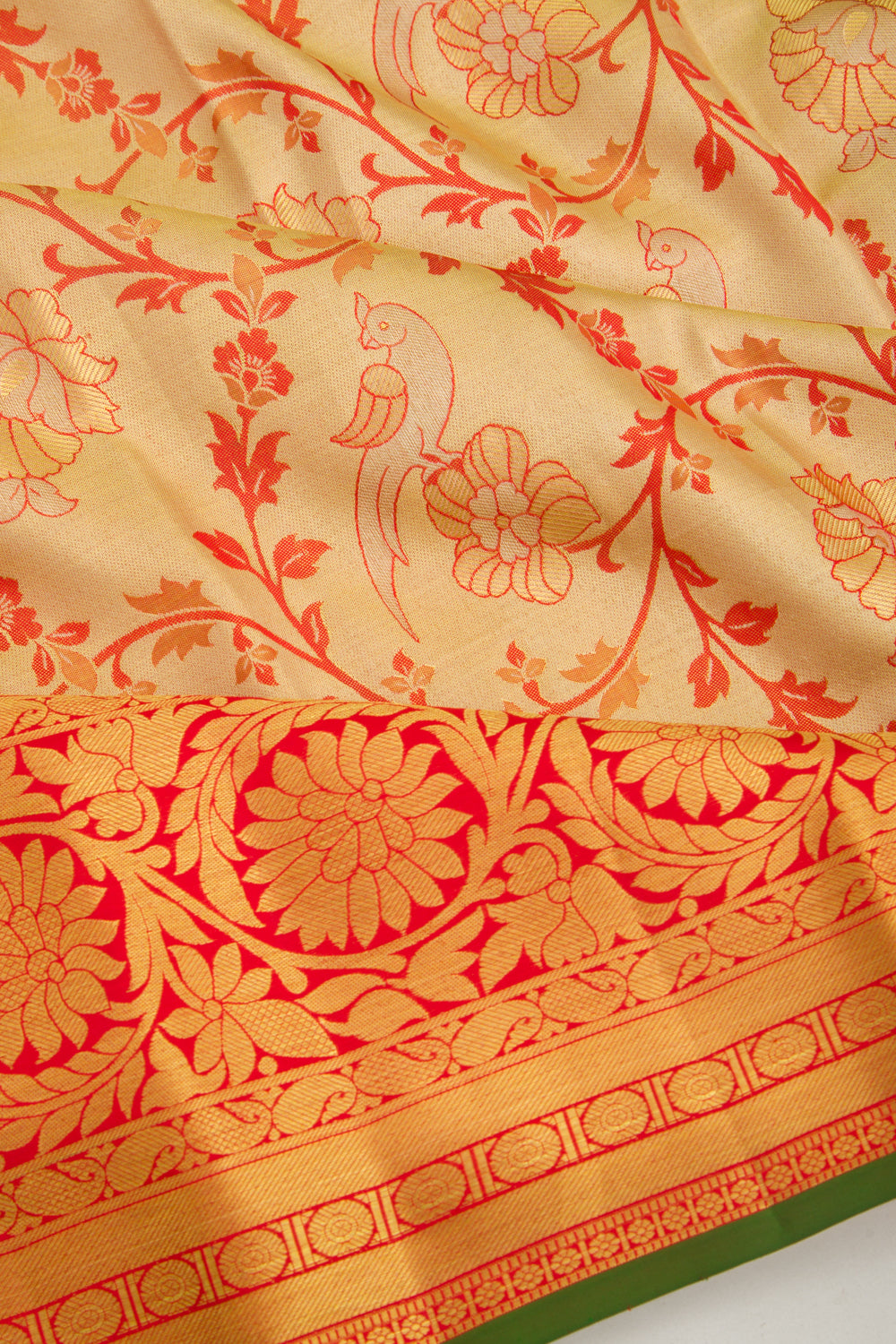 Taranga Kanchi Silk Tissue Jaal Gold Saree