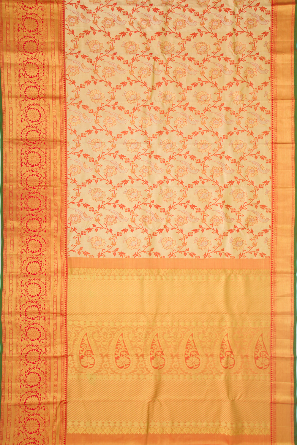 Taranga Kanchi Silk Tissue Jaal Gold Saree