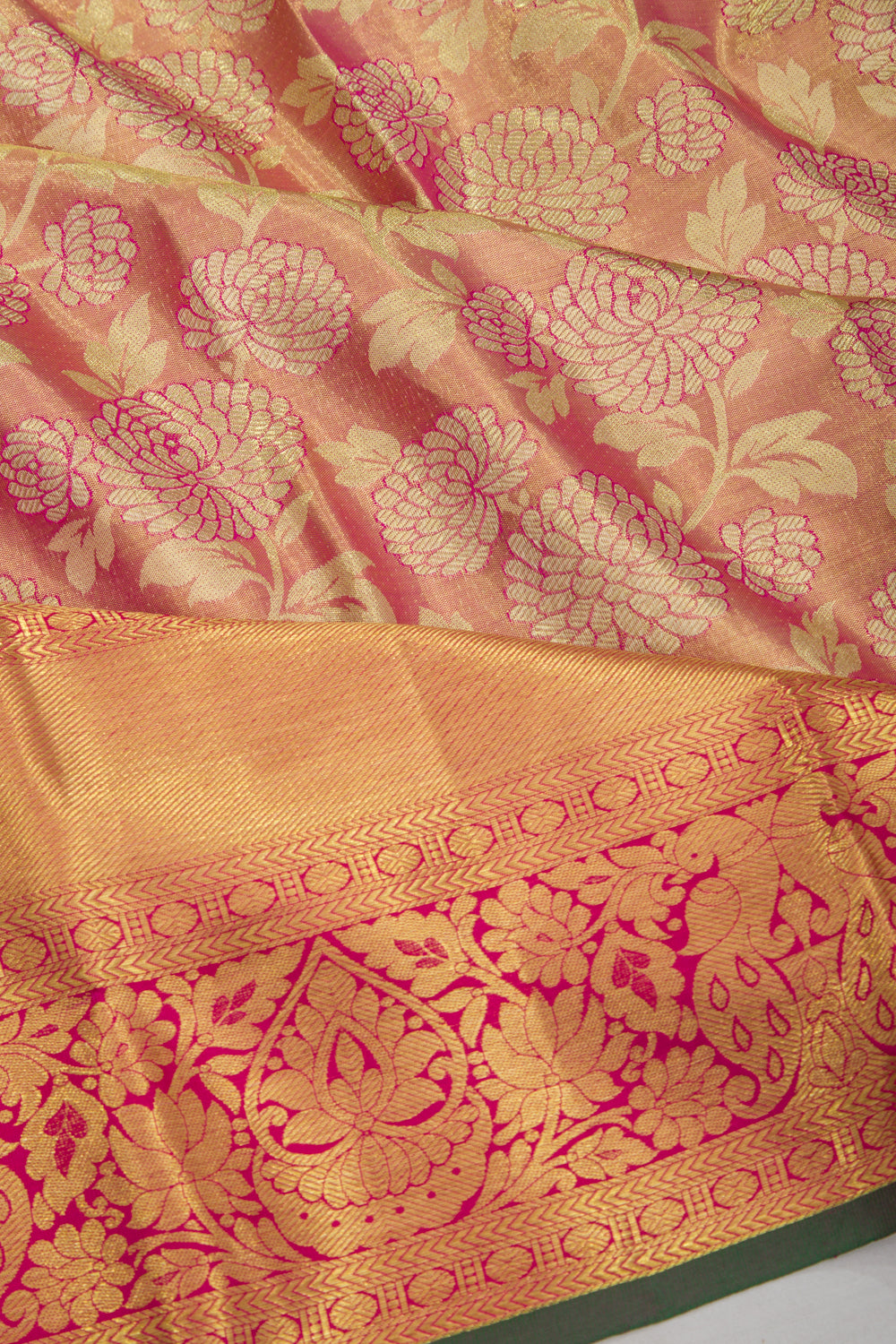 Taranga Kanchi Silk Tissue Jaal Pink Saree