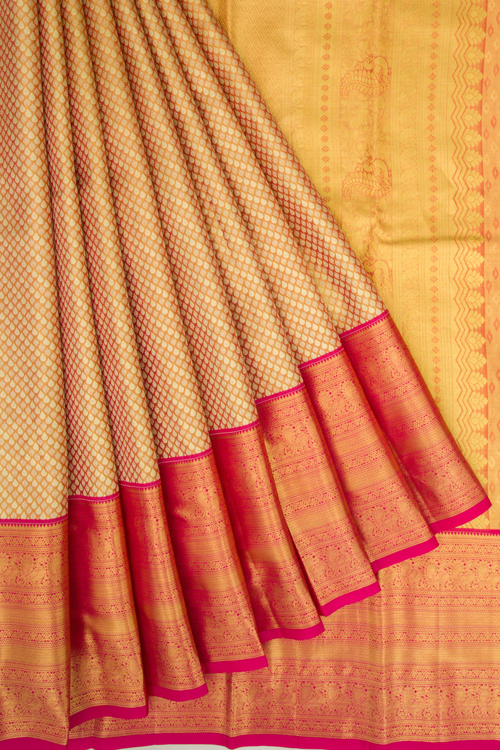 Taranga Kanchi Silk Tissue Brocade Orange Saree