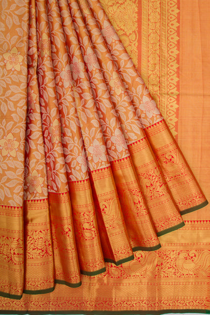 Taranga Kanchi Silk Tissue Jaal Orange Saree