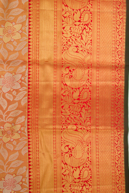 Taranga Kanchi Silk Tissue Jaal Orange Saree