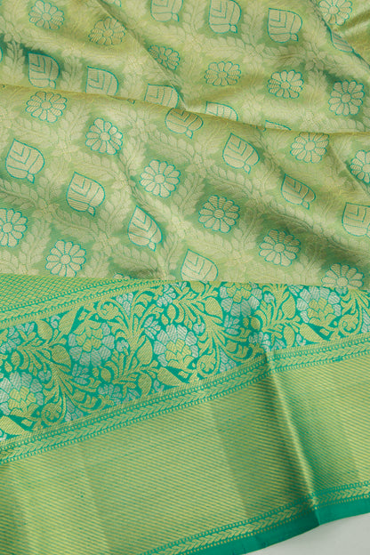 Taranga Kanchi Silk Tissue Brocade Green Saree