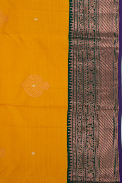Kanchipuram Silk Butta Mustard Yellow Saree