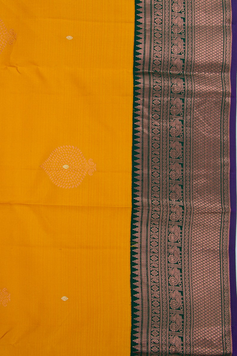 Kanchipuram Silk Butta Mustard Yellow Saree