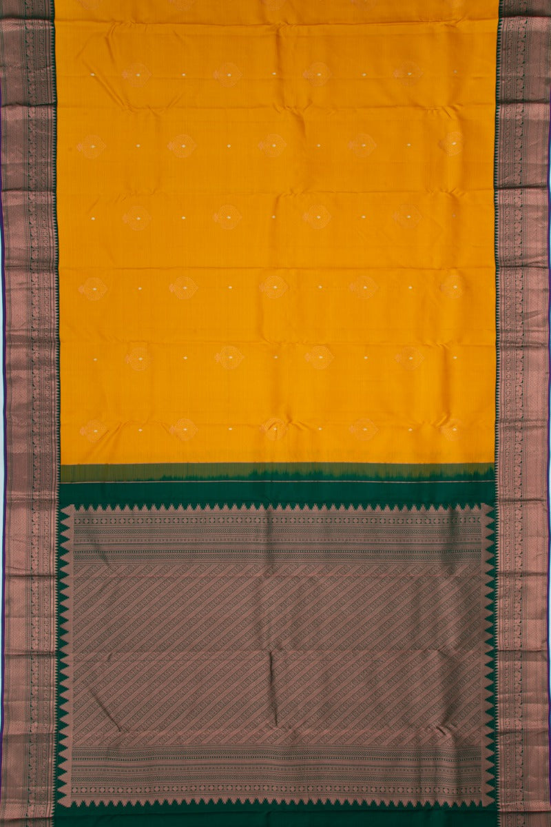 Kanchipuram Silk Butta Mustard Yellow Saree