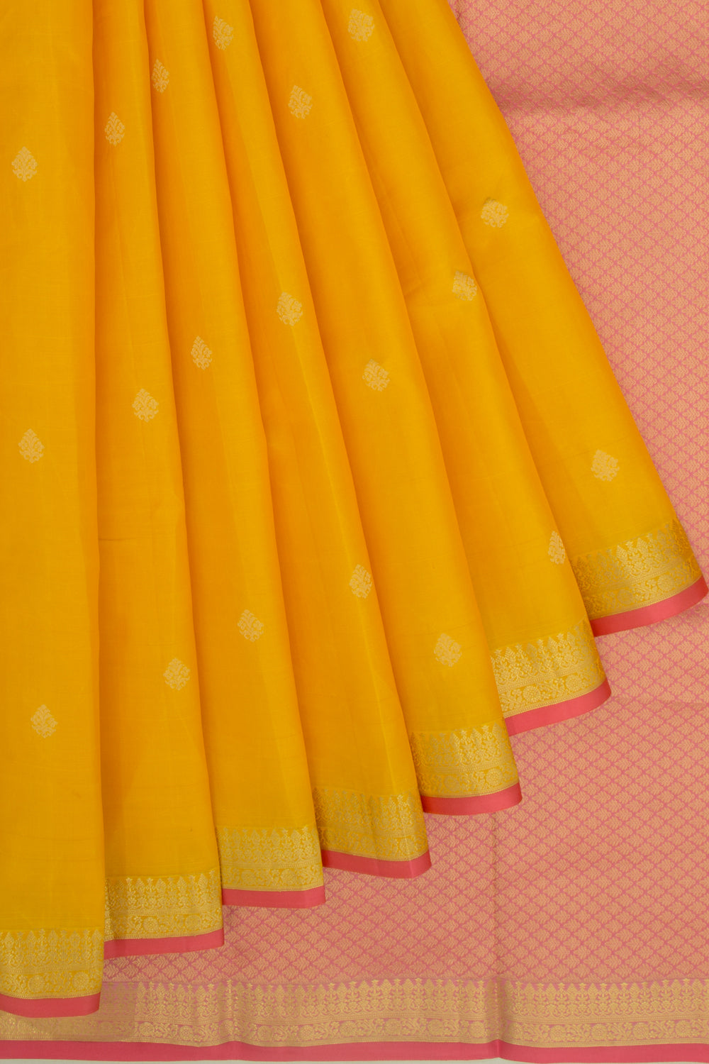 Kanchipuram Silk Butta Yellow Saree