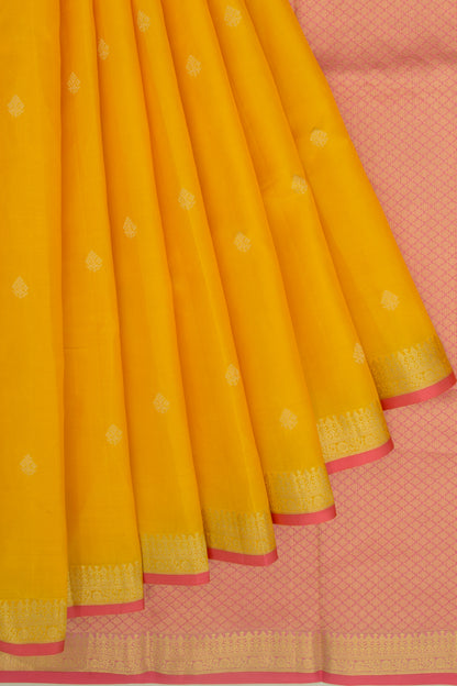 Kanchipuram Silk Butta Yellow Saree