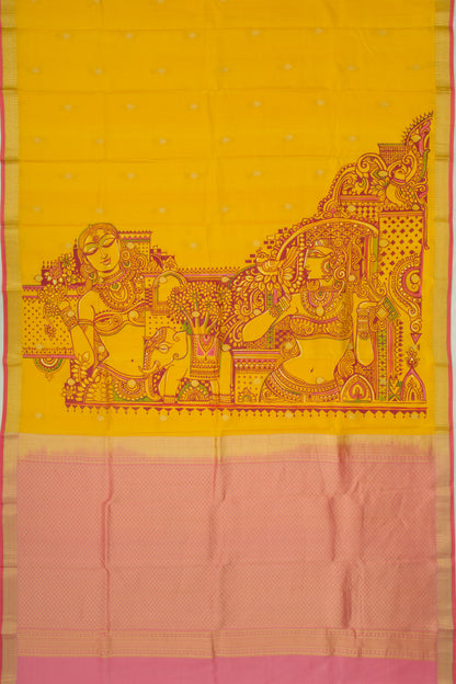 Kanchipuram Silk Butta Yellow Saree
