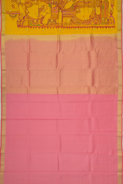 Kanchipuram Silk Butta Yellow Saree