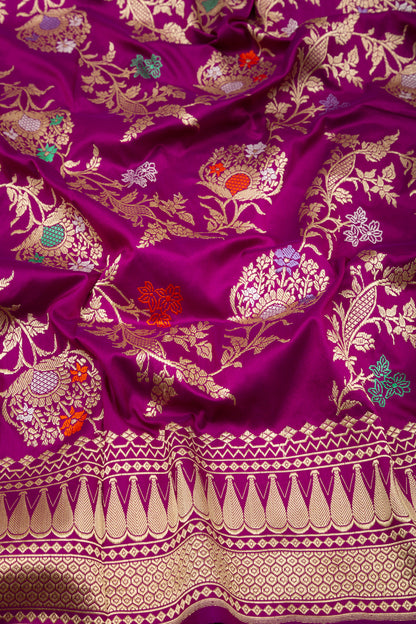 Banarasi Silk Kadwa Jaal Purple Saree