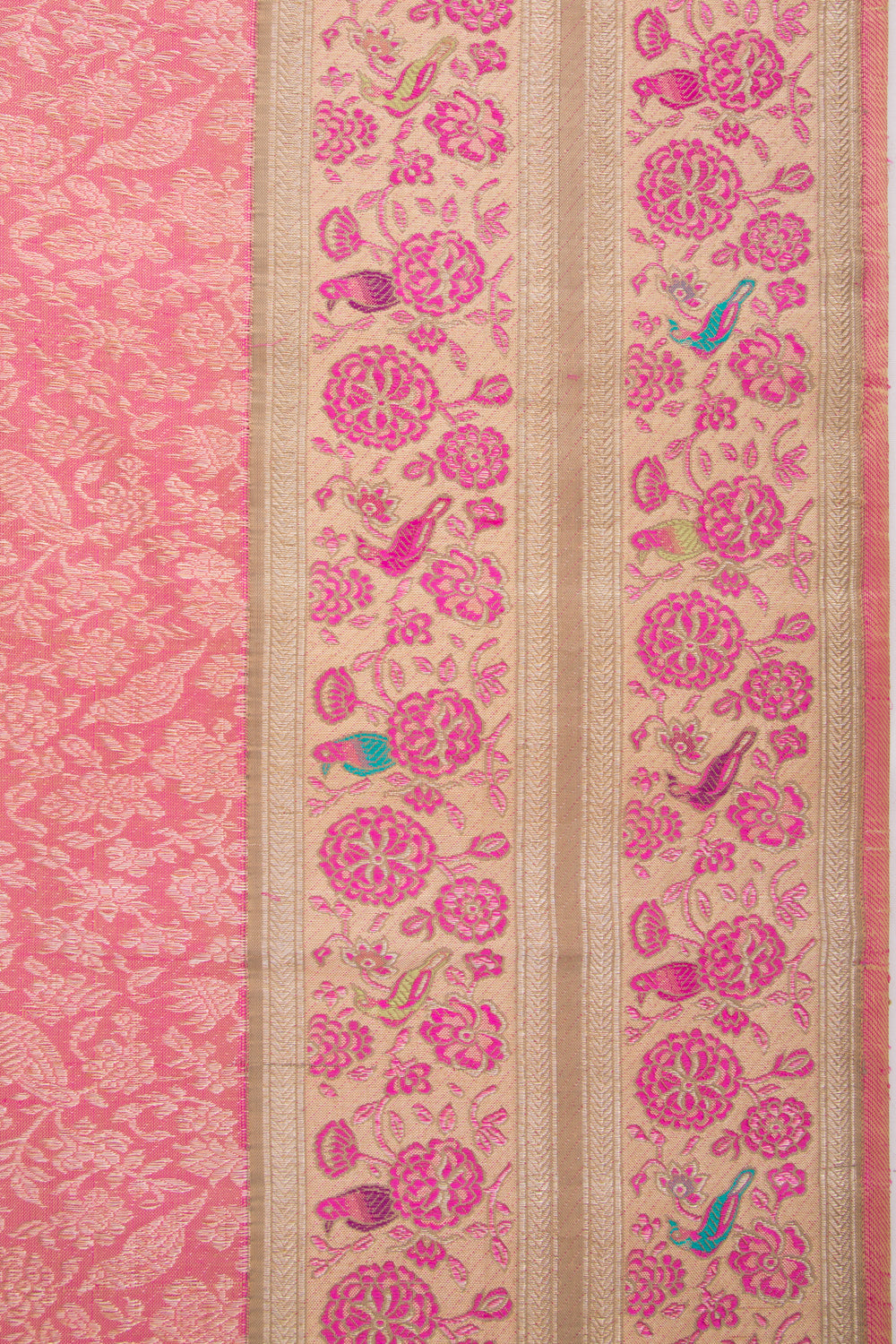 Kanchipuram Silk Tissue Brocade Pink Saree