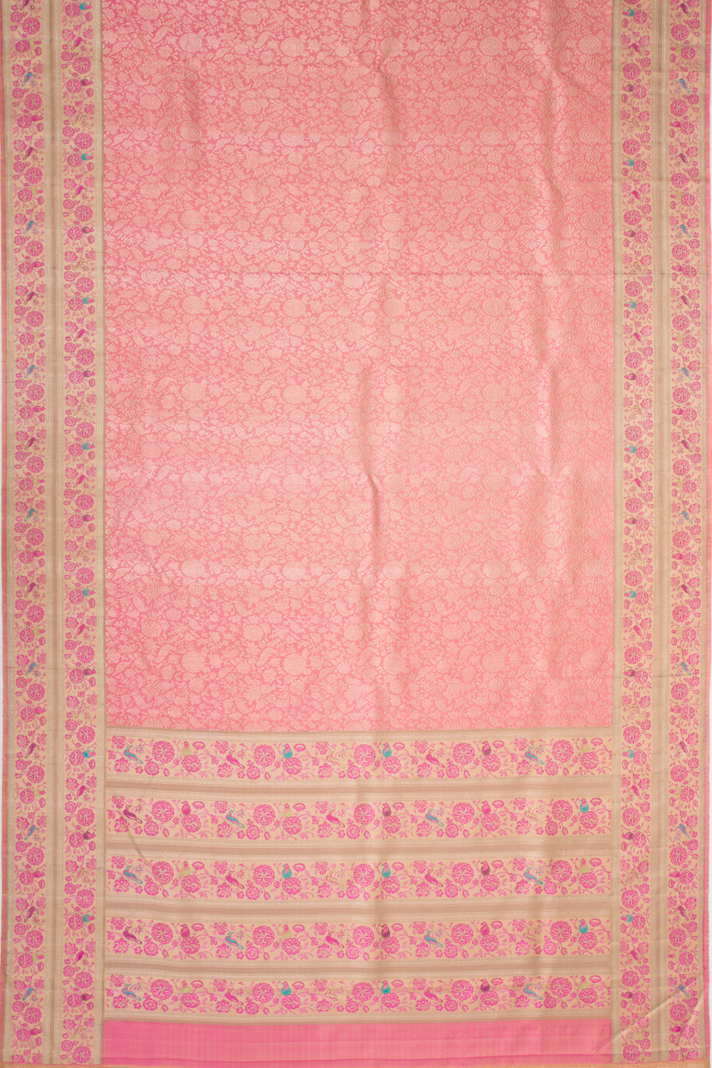 Kanchipuram Silk Tissue Brocade Pink Saree