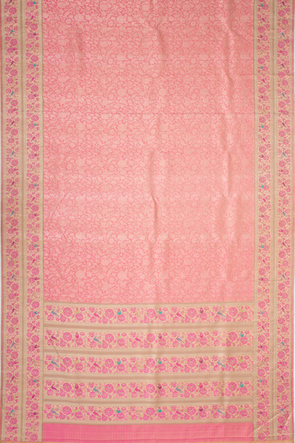 Kanchipuram Silk Tissue Brocade Pink Saree
